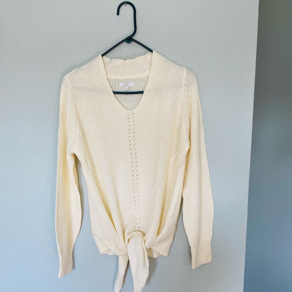 NWT Oversized Tie-Front Knit Sweater